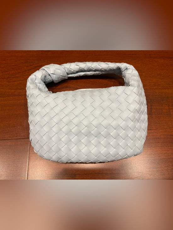 Sincerly Jules Handbags - Light Blue Woven Top Handle Clutch Bag